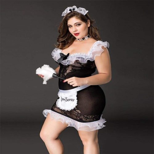 plus size maid nylon lace sexy lingerie set erotic costume with accessories xxl clothing for woman best love sex doll 652