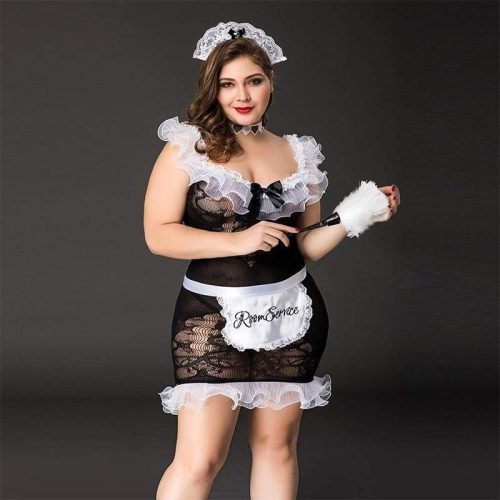 plus size maid nylon lace sexy lingerie set erotic costume with accessories xxl clothing for woman best love sex doll 690