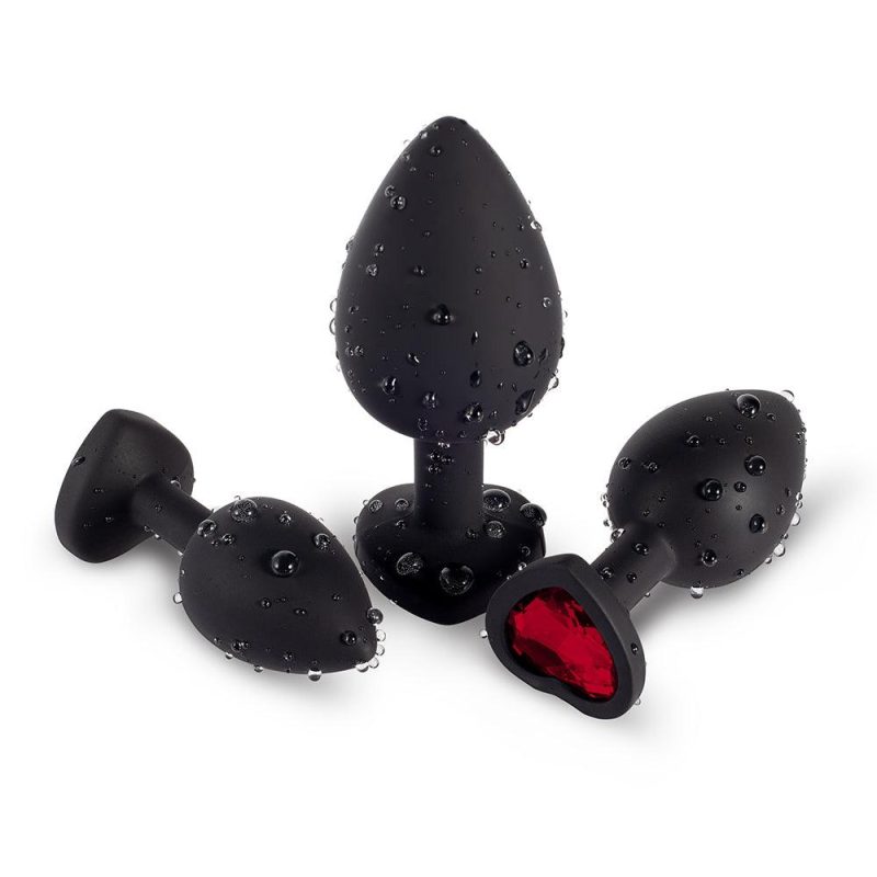 red gem black silicone butt plug set honey play box official 4