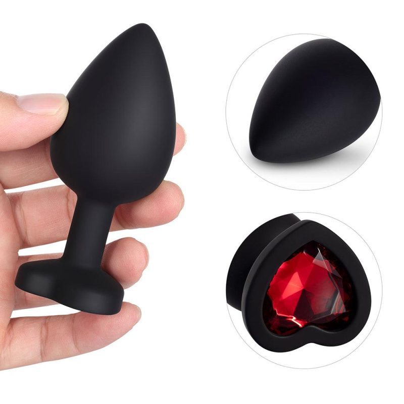 red gem black silicone butt plug set honey play box official 5