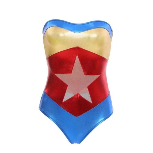 superhero marvel theme pu bodysuit wonder woman uniform strapless latex costume cosplay sexy clothing for best love sex doll 720