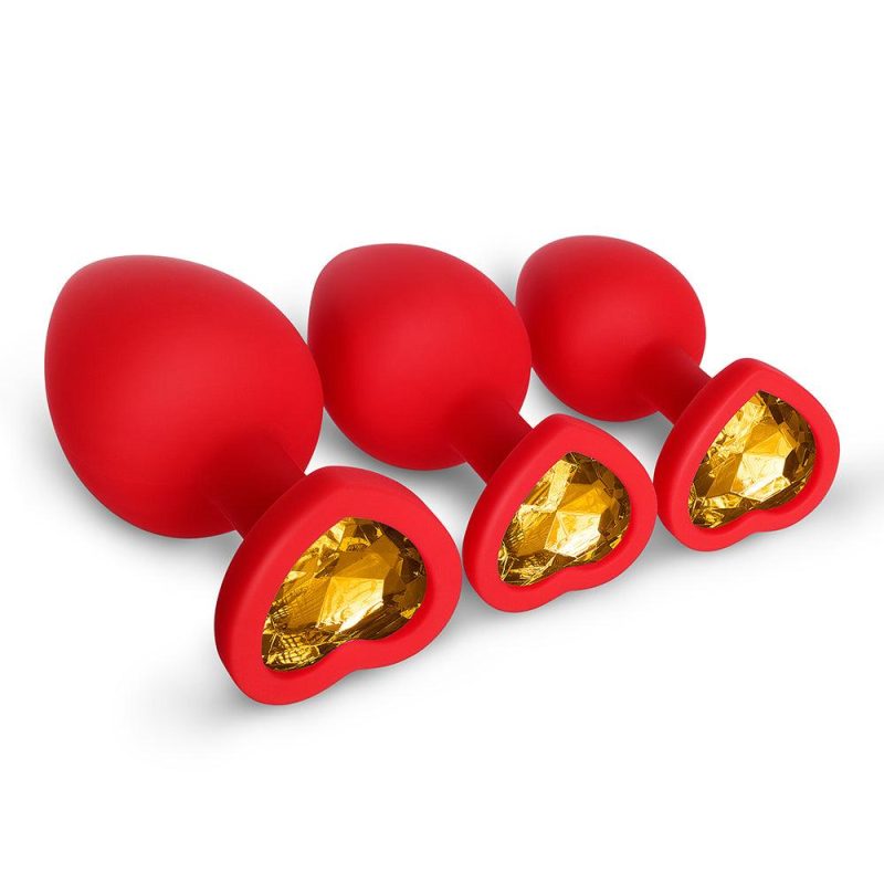 yellow gem red silicone butt plug set honey play box official 1