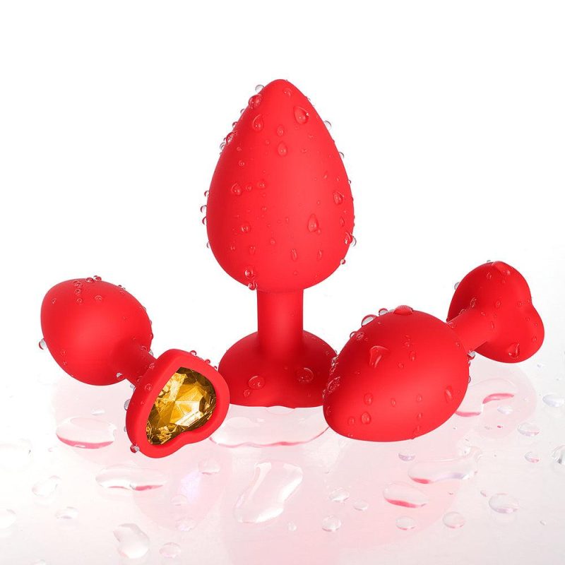 yellow gem red silicone butt plug set honey play box official 5